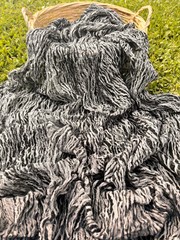 Black White Linen Blended Unique Fabric By 2 Meters, Natural Sewing Fabrics.
