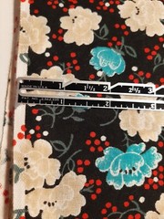 1.5 YDS Vintage Poly Fabric by Loomskill Inc BLUE BEIGE BLACK RED FLORAL Print