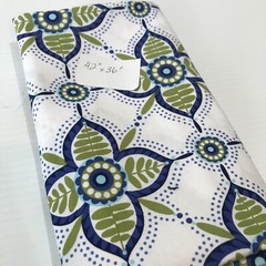 42″ X 36″ Stylized Floral Cotton Fabric Mid Century Modern Vibe Avocado Blue