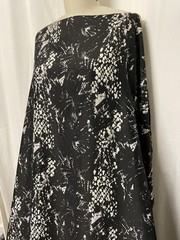 100% Silk Twill Black White Abstract Snake Skin Luxury Fabric By The Yard 54″ W