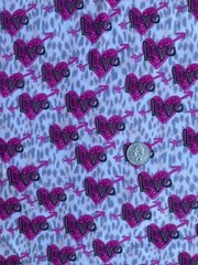 1/2 yd Love Heart Arrow Double Knit Fabric 64” Width Animal Print Background