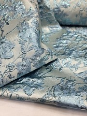Sky Blue Floral Metallic Brocade Fabric Sold by the yard For Dress Upholstery
