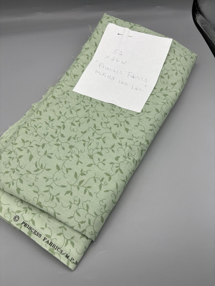 Quilting Fabric Cotton Princess Fabrics MPNY Ind Inc. 52”x26” Wide Green Vines