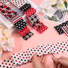 40 PCS Mothers Day Cotton Fabric Strips Red Black Heart Polka Dots Roll