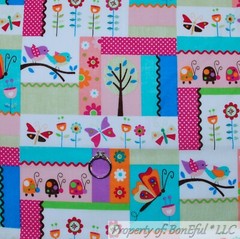 BonEful Fabric FQ Cotton Quilt Rainbow Flower Calico Butterfly Bird Ladybug Girl