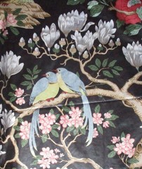 Rockbird GP & J Baker England Cotton Chintz Fabric Birds Floral 61×51 RARE 80’s