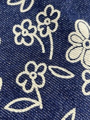 Vintage Flower Printed Denim