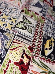 Trans-Pacific Textiles Hawaiian Fabric 1.6 Yards Tribal Patchwork Honu