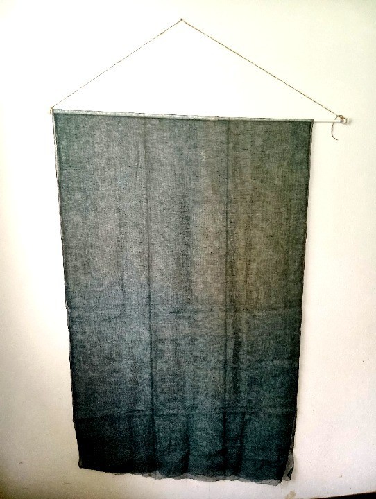 Antique Japanese Kaya Hemp Fabric Deep Green 90x290cm Boro Textile Remake