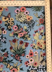 Alexander Henry Hacienda Cactus Fabric BTY Desert Flowers Butterfly Chambray