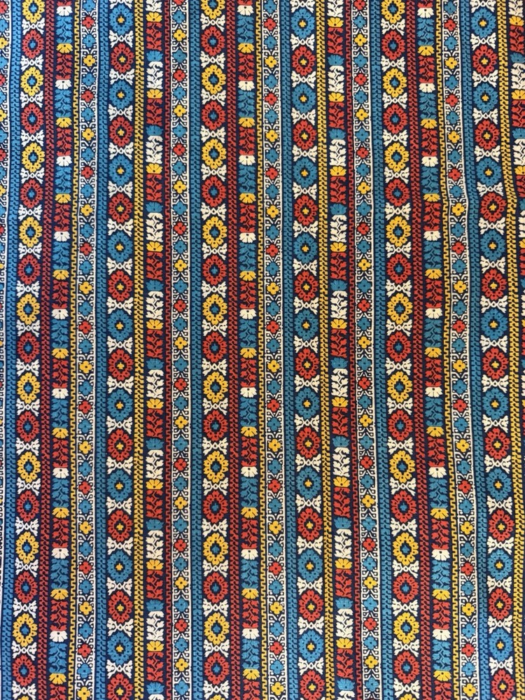 4.44 Yds Cotton Fabric – Boho Retro Stripe Colorful – Sewing Crafts Home Decor