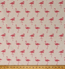 Canvas Flamingos Pink Birds on Cream Leg Up Home Decor Weight Fabric BTY D795.31