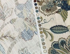 BALLARD DESIGNS COURTNEY PEACOCK BLUE JACOBEAN FLORAL FABRIC BY YARD 54″W