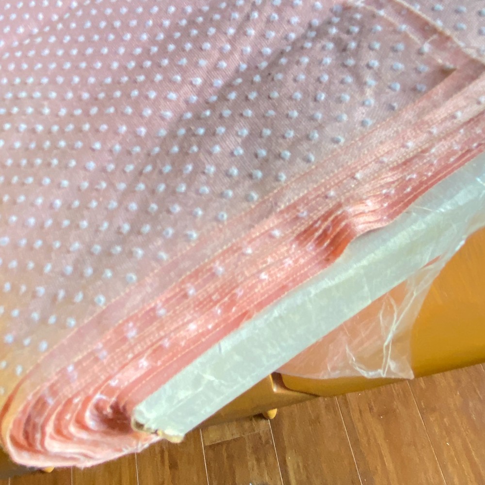 BTY Vintage Wamsutta Flocked Swiss Dot Fabric Peach Cotton Blend