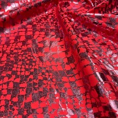 Animal Print Metallic Vibrant Red Snake Fabric 50″ wide Swimsuit Spandex By Yard