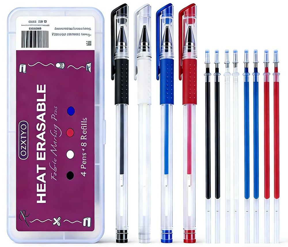 OZXTYO Heat Erasable Fabric 1 Count (Pack of 4), White,Blue, Red, Black
