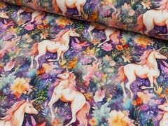 1m x 1.50m Cotton Jersey Unicorn Sold By The Metre