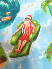 Surfing Santa Christmas Sewing Craft Cotton Fabric 1 Pc 20″ x 42″