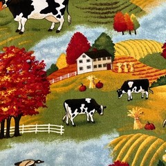 Country Autumn Fall Harvest Farm Cow Fields Barn Trees Fei 1.9 Yards