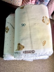 100% Cotton Double Gauze Fabric Remnant Teddy Bear Print 6inch Wide 1.88 lb