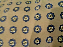 Vintage 2 Yards Burlington Studio Print Beige & Navy Silky Fabric Width 60 Inch