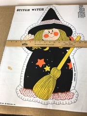 Stitch Witch Doll Fabric Panel Spring Mills Vtg #7685 Cut & Sew Halloween