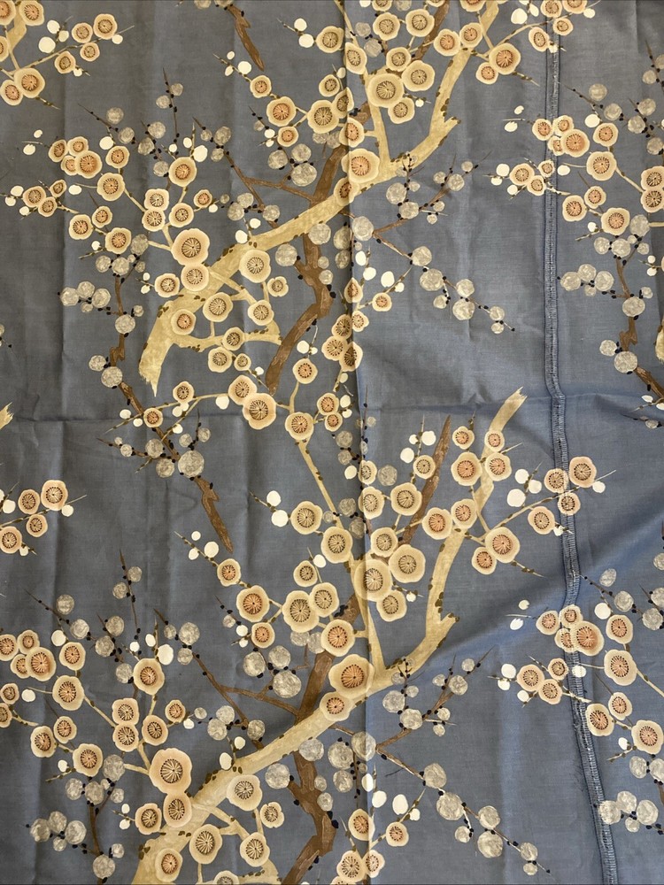 Vntg Interior Fabric Design Inc An Original Design 1981 Blue Tan Cherry Blossom