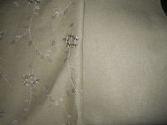 4yds OLIVE FAUX LINEN CO-ORDINATES EMBROIDERED ALL OVER & PLAIN FABRIC TO MATCH