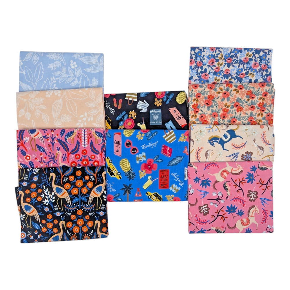 Rifle Paper Co Bon Voyage Fat Quarter Bundle Lot of 10 Cotton Quilt Fabrics