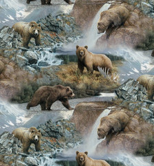 David Textiles Bear Print 1 Yard Fabric Cut 100% Cotton 36 x 44 in