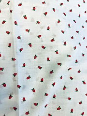 VTG Sweet Tiny Strawberries on White 4 Doll Clothing Quilting Crafts 23″X20″