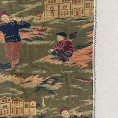 Vintage Golf Scene Tapestry Fabric 1 Yard Heavy Upholstery Material Green 54×36