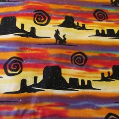 Cotton Fabric Southwestern Colorful Kokopelli Desert Coyotes Sky 1yd 29″ x 44