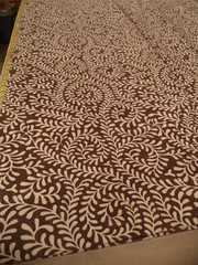 Decorator Fabric sewn into Drapery panels Brown and off white normal weight