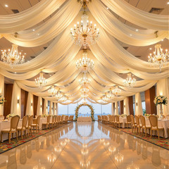 Light Champagne Wedding Arch Draping Fabric, 1 Pack 29″ X 20FT Sheer Fabric Arch