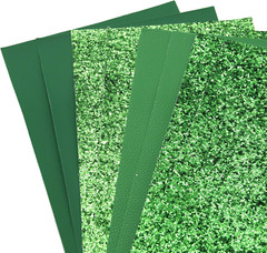 8Pcs/Set 7.7″ X 12.9″ (20 Cm X 33 Cm) Green Color Series Faux Leather Sheets Gli