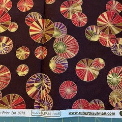 Deco Park Japan Geometric Circles Red Purple Gold Robin Pickens 1.5 Yards