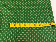 White & Gold Tiny Flowers on Green Cotton Fabric Calico Cranston VIP BTY