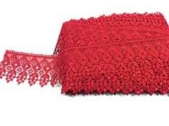 MACRAM&Egrave lace; RED GEOMETRIC DESIGN CM 8