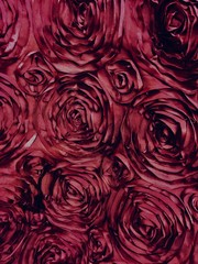 Paige BURGUNDY 3D Floral Polyester Satin Rosette Fabric by the Yard – 10028