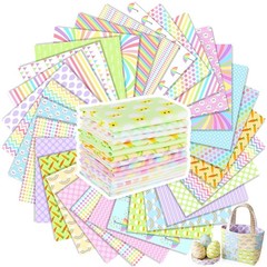 30 Pieces 10 x 10 Inches Easter Cotton Fabric Bundle Squares Patchwork Pastel