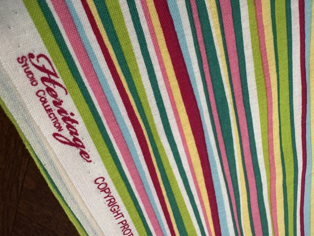 HERITAGE STUDIO Green Pink Yellow Blue STRIPES Cotton quilt crafts Fabric 1.5YDS