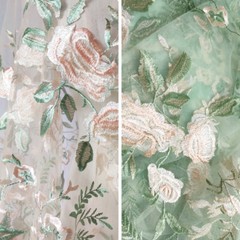 Delicate Floral Embroidery Lace DIY Mesh Bridal Fabric Wedding Prom dress