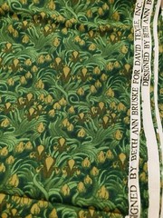Green Tan Art Nouveau Flower Buds Beth Ann Bruske 2.25Y x 44″W David Textiles