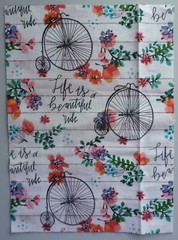 Group B – Fabric Cotton 1 Piece 11 1/8″ L x 8″ W Bicycles and Flowers on White