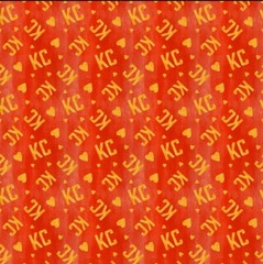 Kansas City Chiefs, NFL, KC Heart Toss Fabric! Cotton•1yd•BTY•Or/Gold•FAST SHIP