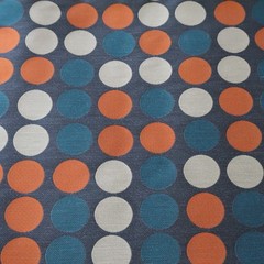 Vtg A. Gerard Maharam Upholstery Fabric MCM “Circles” Orange, Gray, Turq 3.7 yds