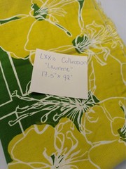 Green and Yellow Floral Fabric LXX Laurent 1960s Remnant 1.5yd