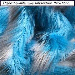 Cheshire Cat Blue Gray Quality Faux Fur Shag Fabric Piece Choose size Striped