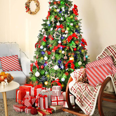10 Christmas Fabric Bundles – Sewing Quilting Xmas Orange and Green Candy Cane